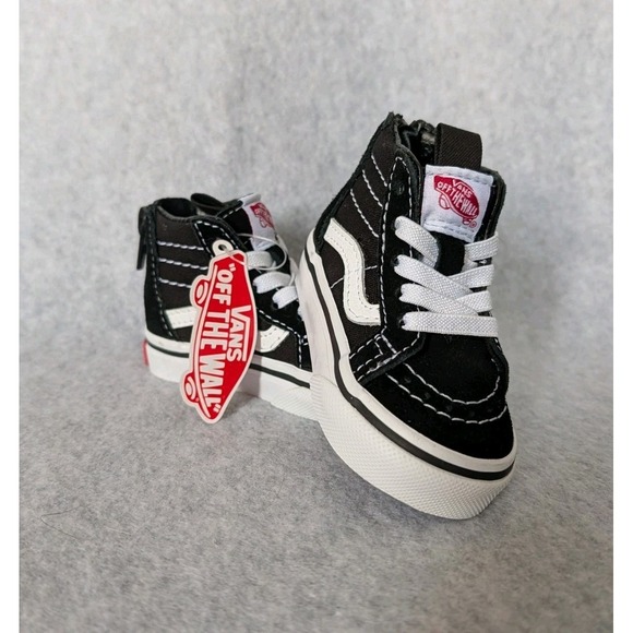 Vans Toddlers Sk8Hi Zip Shoes | 2c Black/White | Authentic New - 2 Toddler - Picture 4 of 14